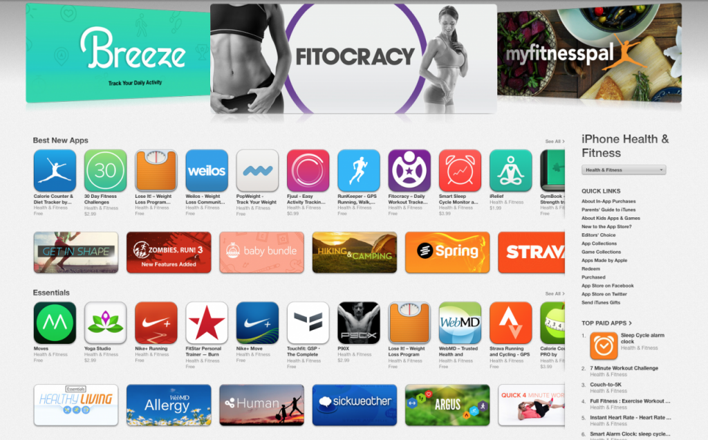 „App Store“ jau dabar gausu aplikacijų, sekančių fizinį aktyvumą