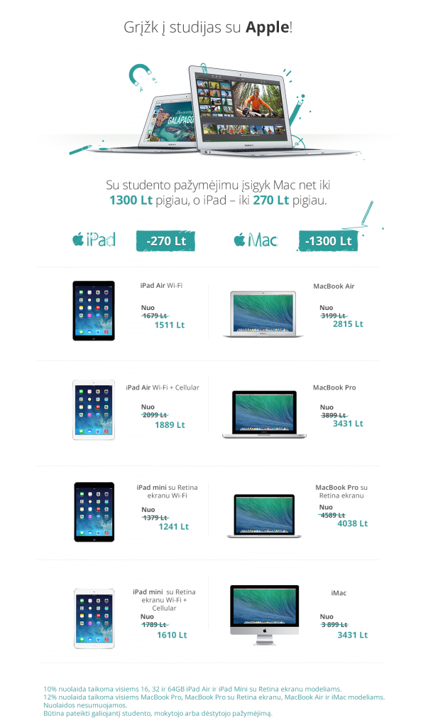 „Back to School“ akcijos proga - nuolaidos „Mac“ ir „iPad“